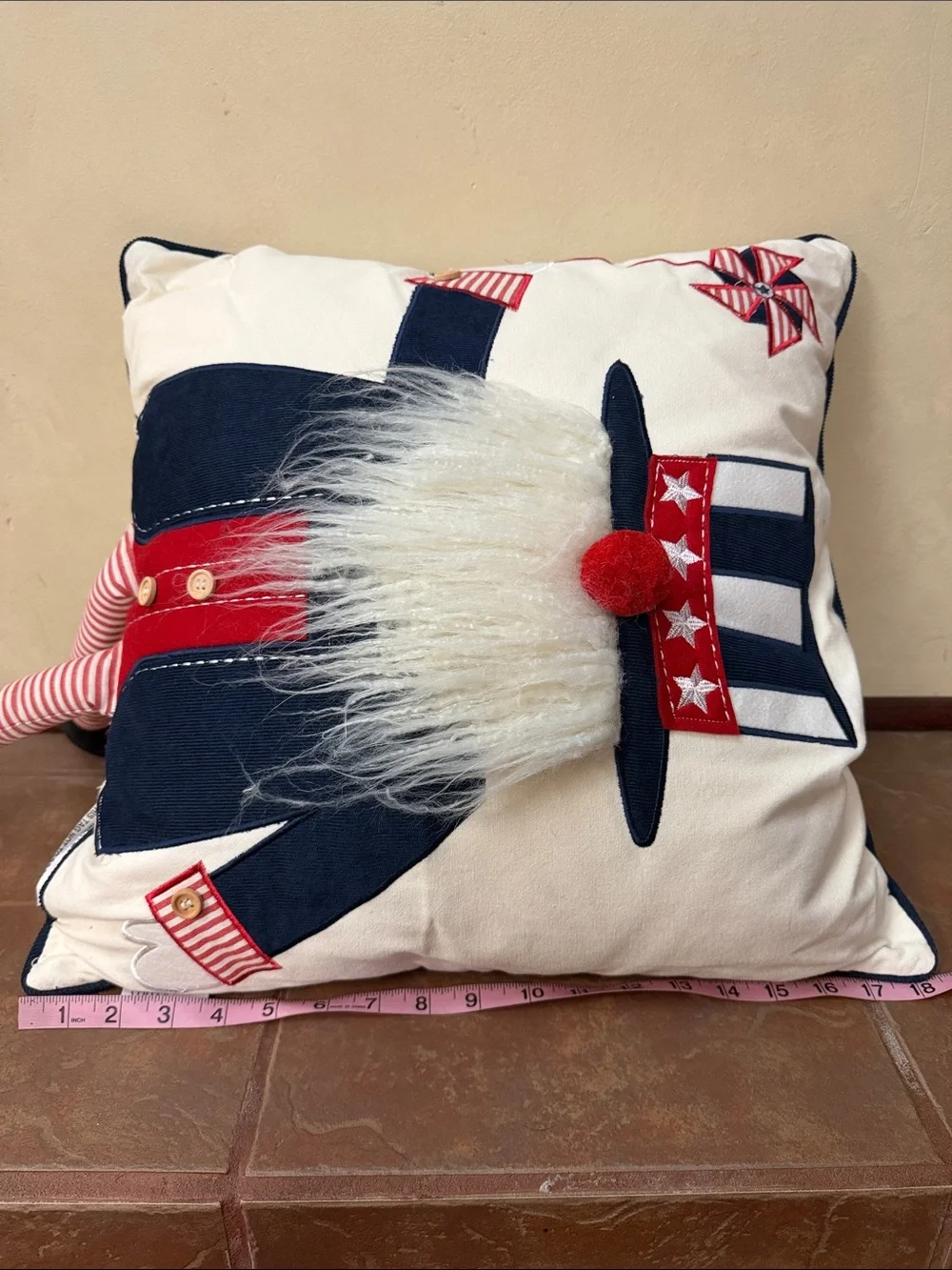 Americana Gnome patriotic decorative pillow by the home decor brand Storehouse